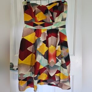 American Rag Strapless Colorful Geometric Dress Women's Sz XS